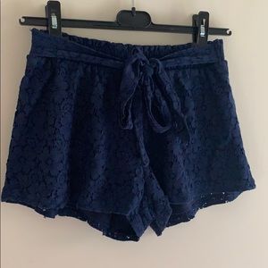 High Waisted Blue Tie Shorts
